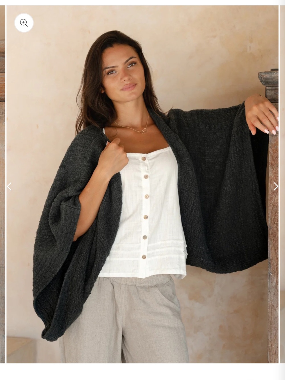 Nomad Charcoal Open-Front Cotton Shrug - Picture 2 of 8